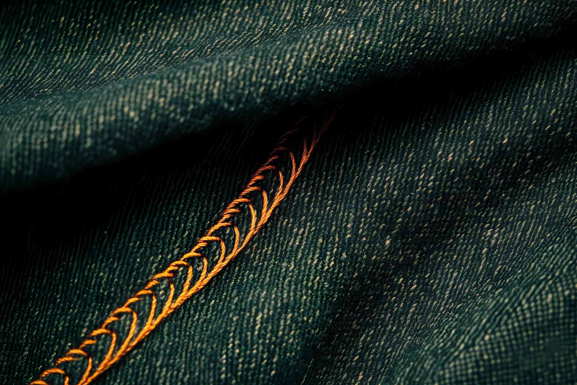 detail: gold thread stitch on dark fabric