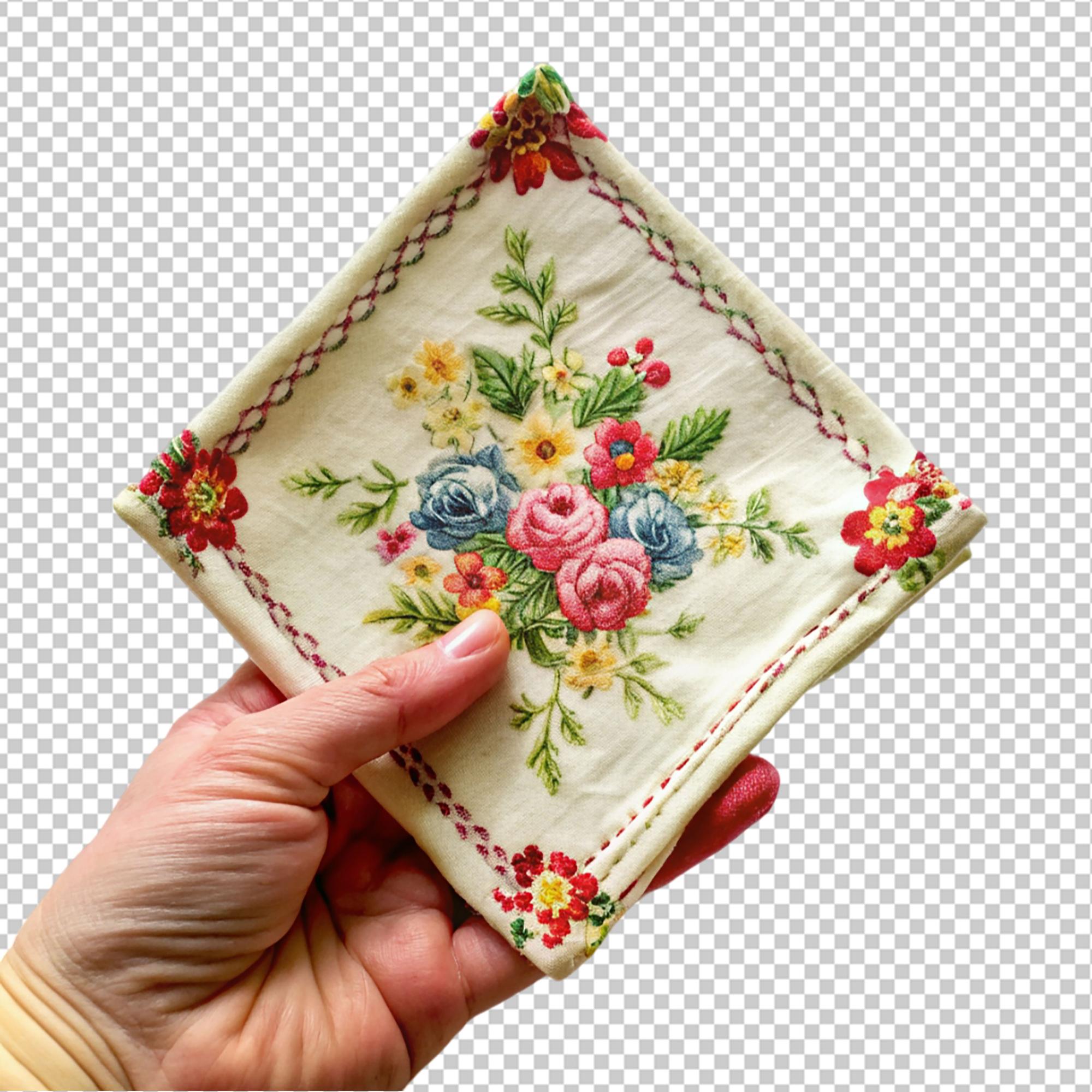 hands holding embroidered sampler